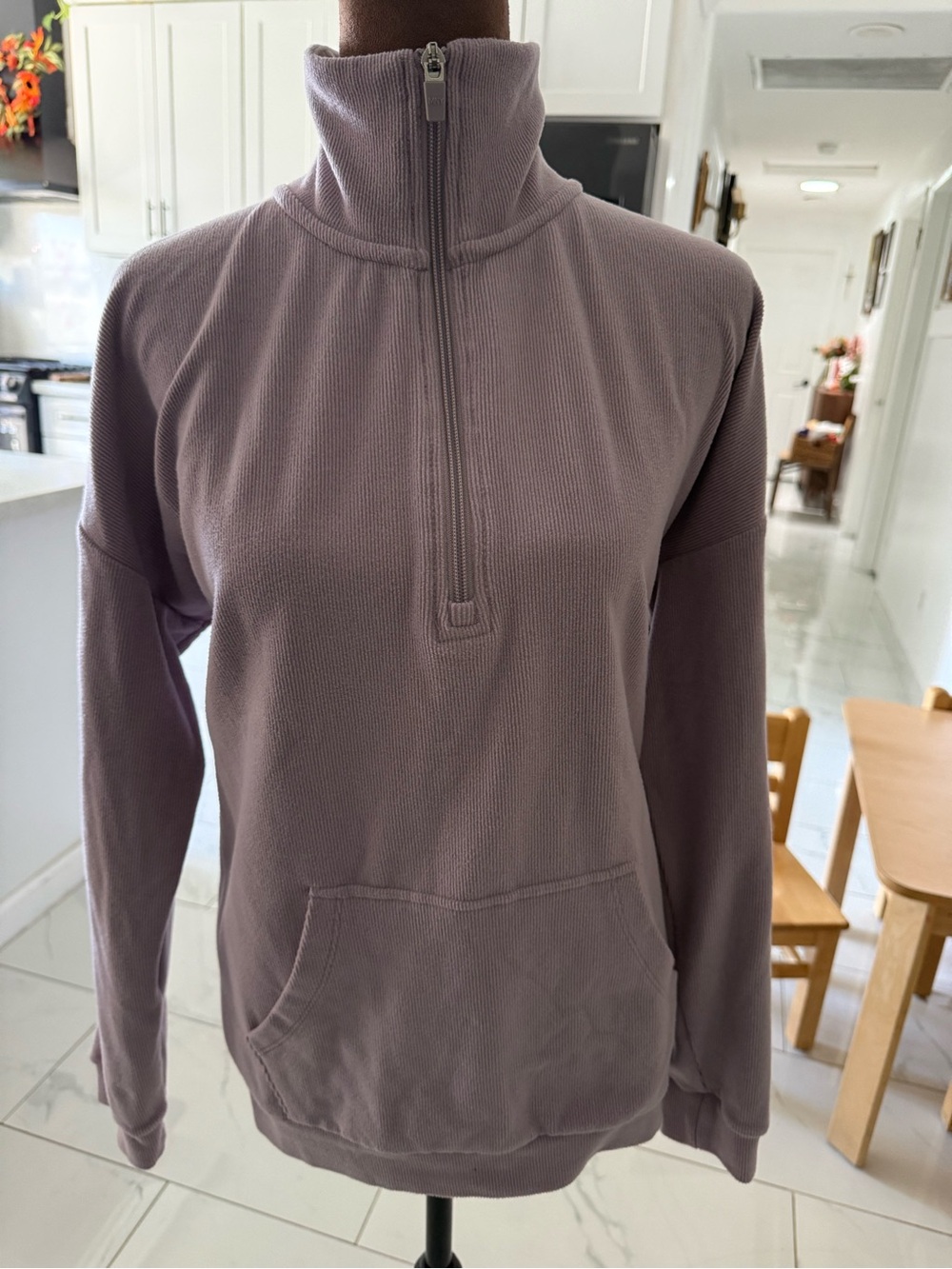Women's Half-Zip Mock Neck Pullover - Dusty Lavender